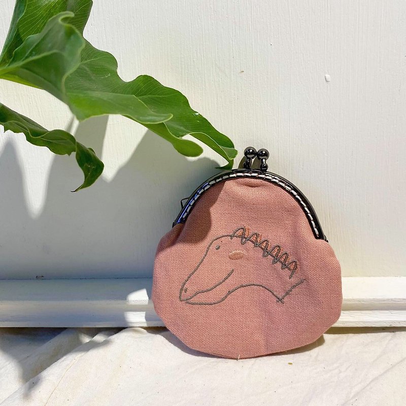 2020 limited edition-simple little dinosaur illustration handmade stereo embroidery gold coin purse