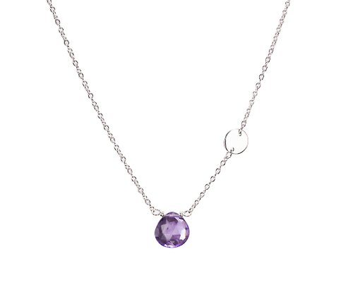 Majade Jewelry Design 紫水晶客製銀項鍊 免費刻字二月誕生石禮物 水瓶座雙魚座星座項鍊