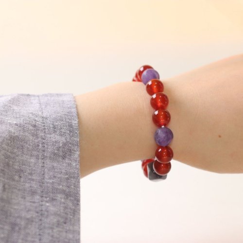Hoshino Jewelry Kan B010七輪調和手串/紅瑪瑙/紫晶/拉長石/天然晶石/能量石/原生態