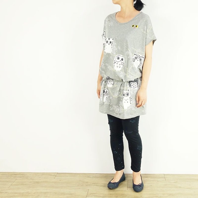 Urb Owl Wears X Square Creative Ties - One Piece Dresses - Cotton & Hemp Gray