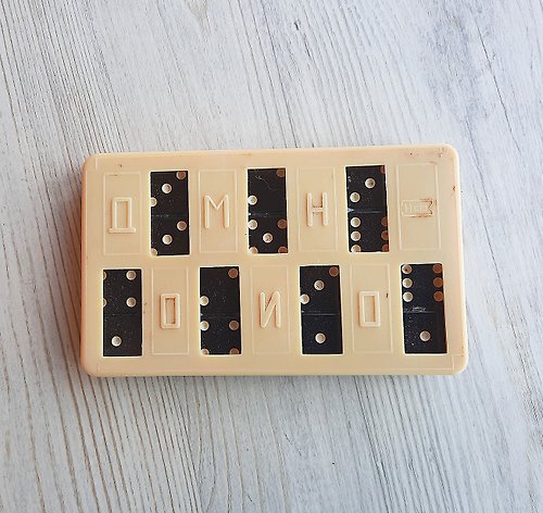 RetroRussia Dominoes black tiles Soviet vintage game set Domino