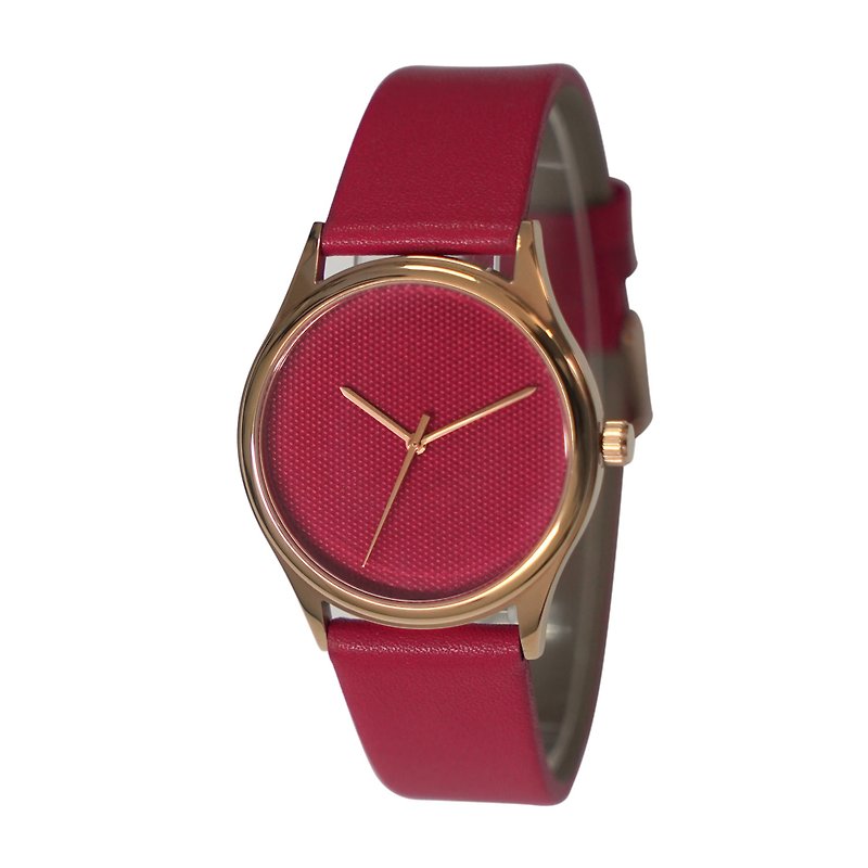 Red Oxford Cloth Dials Watch Rose Gold Case Free shipping