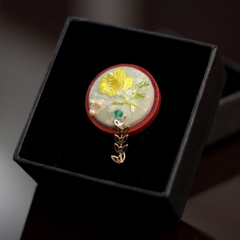 手工 刺繡 胸針 頭飾 輕珠寶 流蘇 正裝 婚禮小物 復古 髮帶髮圈 - 胸針 - 繡線 綠色