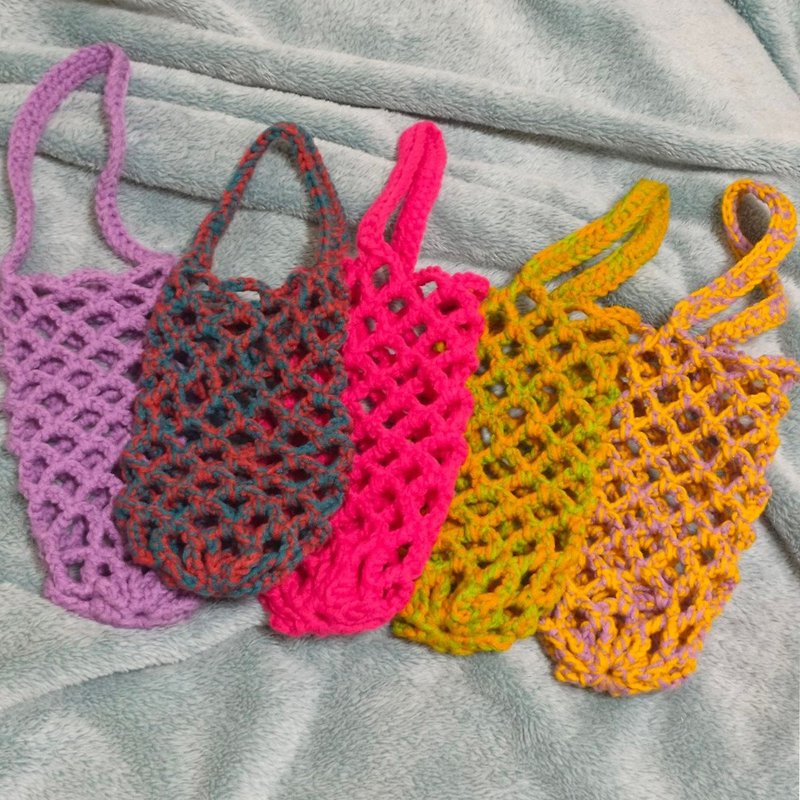 【Wool Knitting】Finished Product‧ Hollow Drink Cup Sleeve (Pure Color Series) Beverage Bag - ถุงใส่กระติกนำ้ - ผ้าฝ้าย/ผ้าลินิน หลากหลายสี