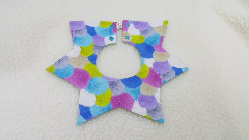 Color printing hair ball / two-color star pocket / baby bib / saliva towel - ผ้ากันเปื้อน - ผ้าฝ้าย/ผ้าลินิน หลากหลายสี