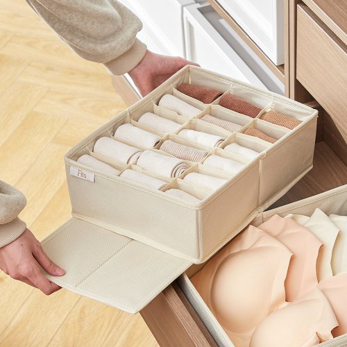 日本天馬TENMA 日本天馬 Fits 布質分格收納盒(18格)-面寬24cm-3入
