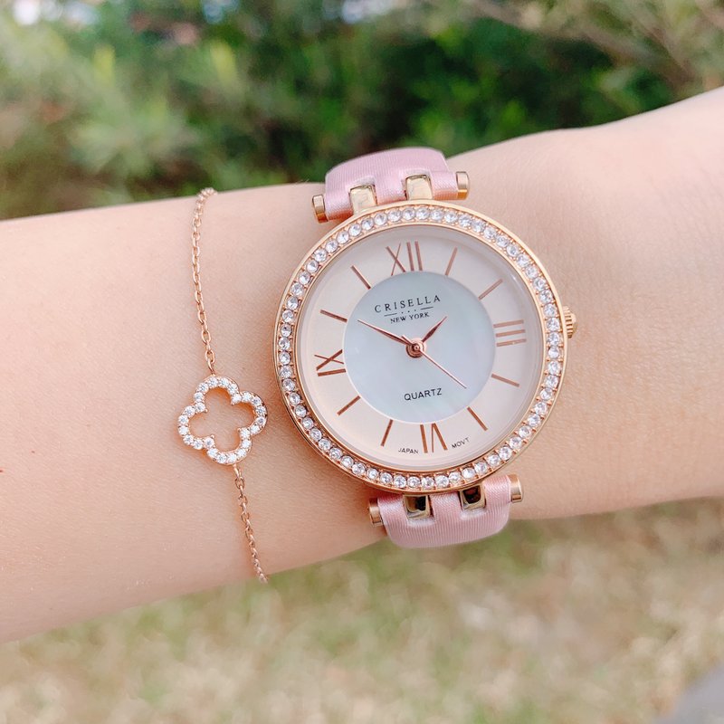 Elegant Zircon Ladies Leather Watch - นาฬิกาผู้หญิง - โลหะ 