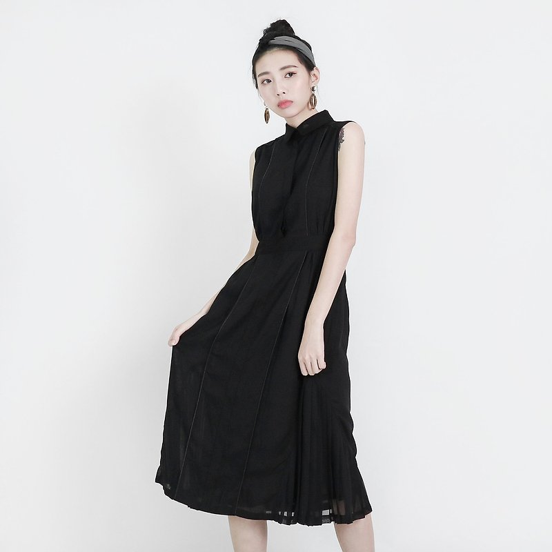 Retro 青丘復古棉麻洋裝_8SF113_黑 - 洋裝/連身裙 - 棉．麻 黑色