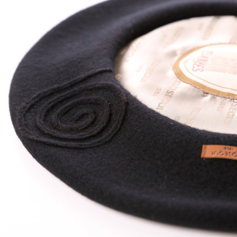 西班牙ELOSEGUI_女BOROBIL貝雷帽EL_BOROBIL05003 (天鵝絨黑) - 帽子 - 羊毛 黑色