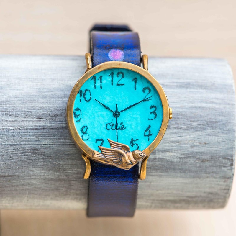 大空に舞う鳥腕時計Mライトブルー - 女裝錶 - 其他金屬 藍色