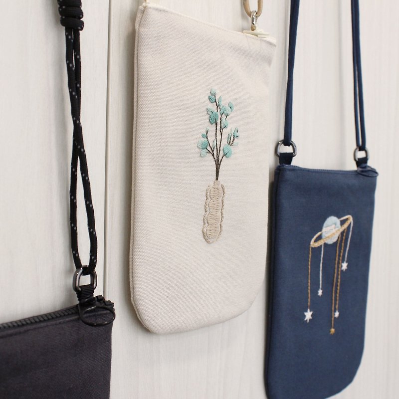 Embroidery Mobile Phone Bag Material Pack - Online Course - Knitting, Embroidery, Felted Wool & Sewing - Cotton & Hemp Multicolor