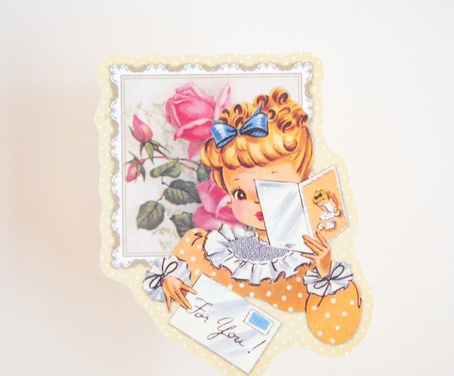 ダイカットメモ - レトロガール フラワーコラージュ No.2 / 20枚入 - ショップ Sweet painting / Vintage  girly 付箋・ポストイット - Pinkoi