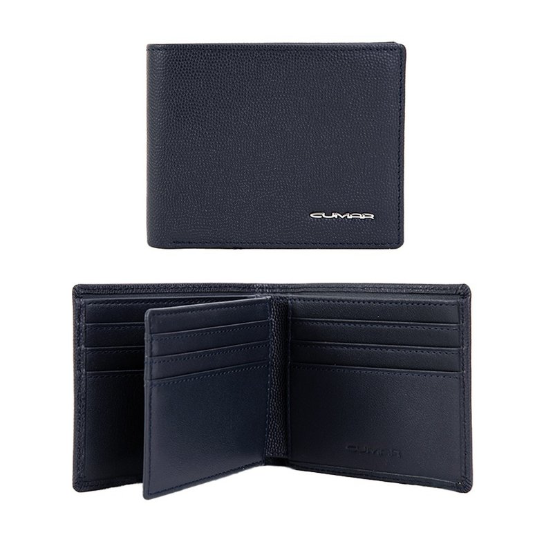 CUMAR PLANET flip ID SHORT WALLET - กระเป๋าสตางค์ - หนังแท้ สีน้ำเงิน