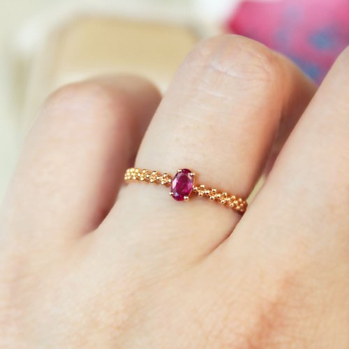 Petit Madam Jewelry 【勃根地紅酒】18K 天然緬甸紅寶石戒指 古典 珠點戒臂