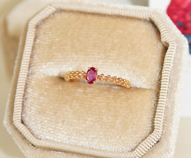 ブルゴーニュ赤ワイン】18K天然ビルマルビーリング クラシックビーズ