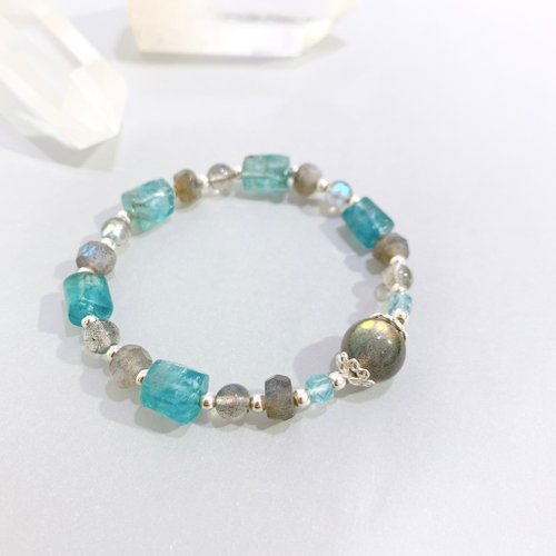 Ops手工飾品設計 Ops Apatite Labradorite bracelet-磷灰石/純銀/拉長石/極簡