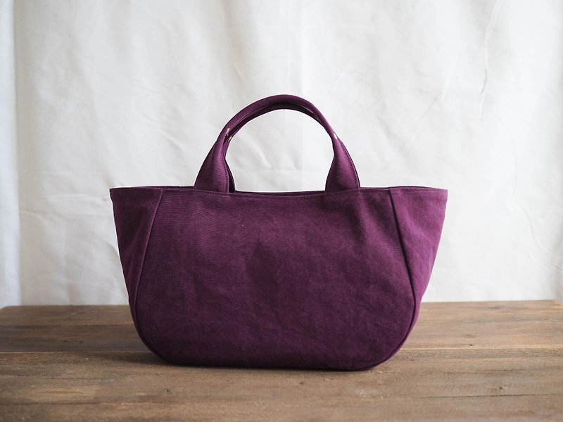 Made to order Round tote with lid M Purple - Handbags & Totes - Cotton & Hemp Purple