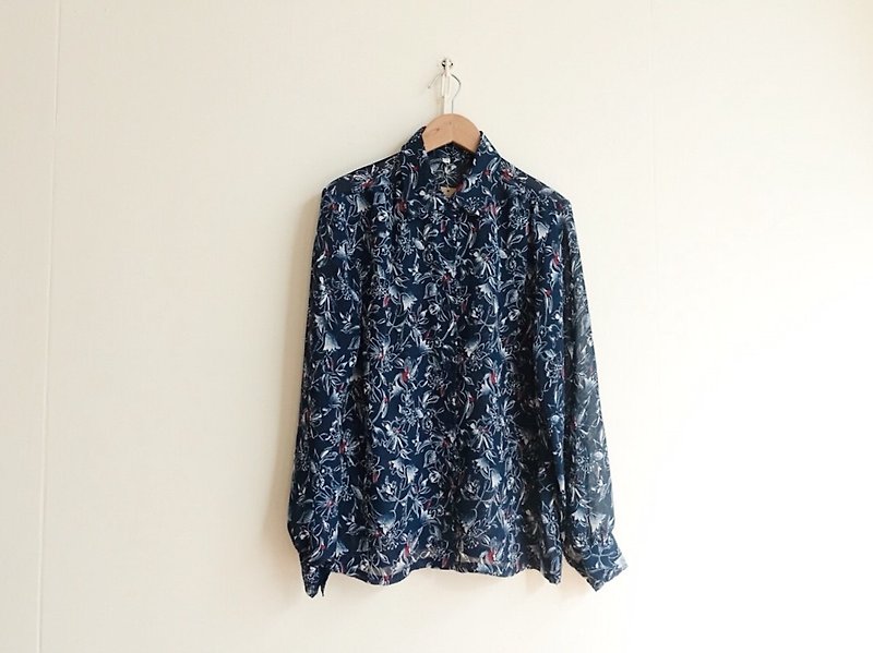 Vintage / Shirt / Long sleeve no.39 tk - Women's Shirts - Polyester Blue