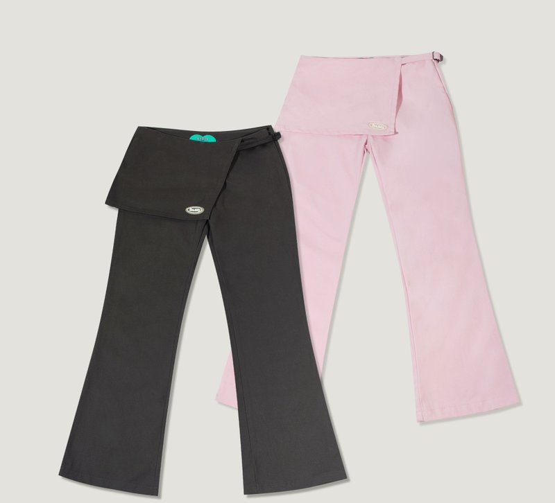 DADDY | Shanning Pants, cropped pants, detailed with a skirt label on the front - 女長褲 - 其他材質 