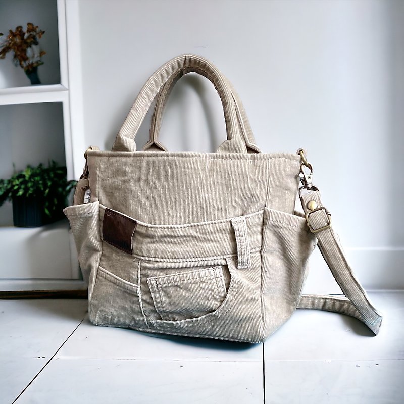 Side Pocket Mini Mini Shoulder & Tote Bag Holy Beige - Handbags & Totes - Cotton & Hemp Khaki