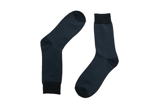 ORINGO 林果良品 細橫條紋紳士襪 深藍色