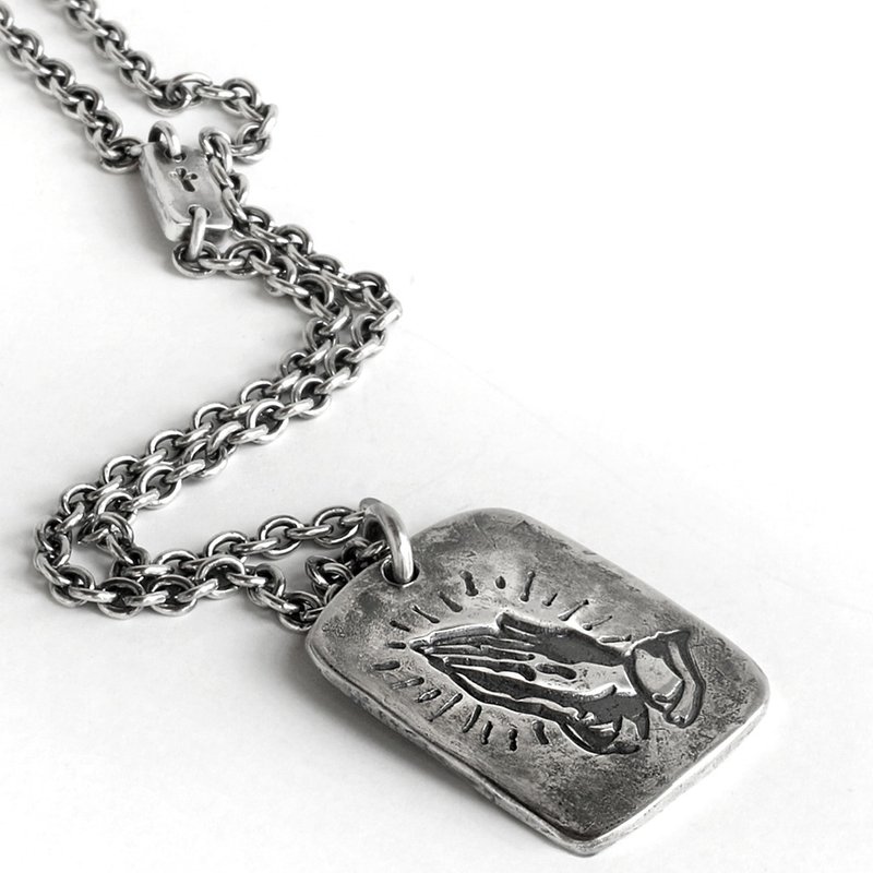 十字架項鏈99純銀吊墜 基督天主教 原創手工銀飾 - 項鍊 - 銀 銀色