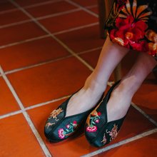 美品　刺繍・バレエシューズ　ブラック・チャイナシューズ チャイナシューズ / 刺繍靴 / りゅう,ほうおう - ショップ 小