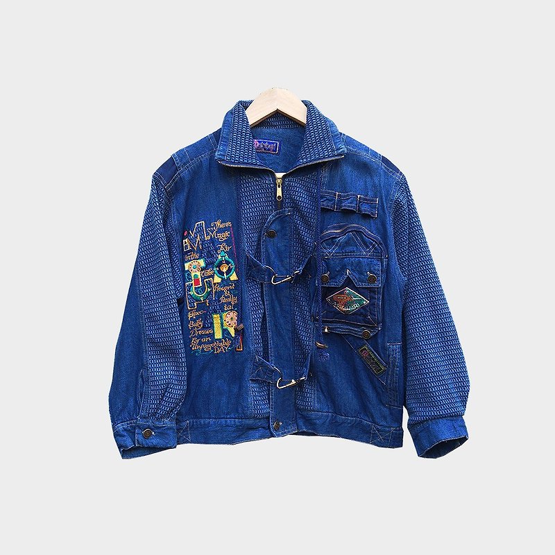 Vintage denim jacket - เสื้อแจ็คเก็ต - ผ้าฝ้าย/ผ้าลินิน สีน้ำเงิน