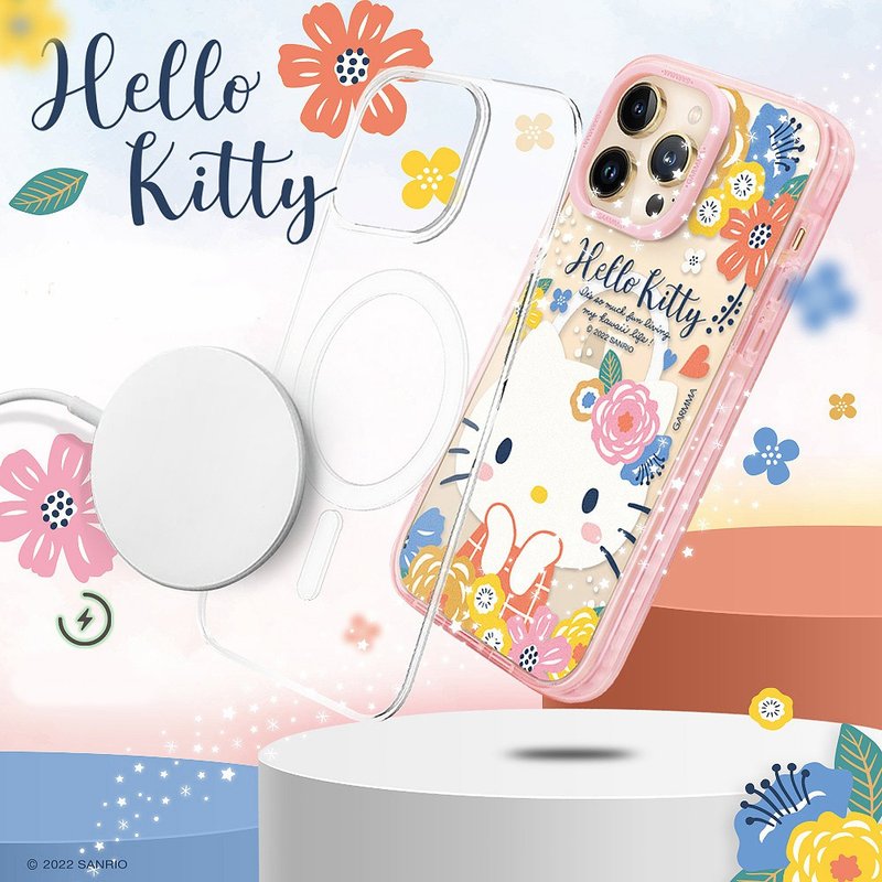 GARMMA Hello Kitty iPhone 14系列 磁吸款保護殼 花花公主 - 手機殼/手機套 - 塑膠 粉紅色