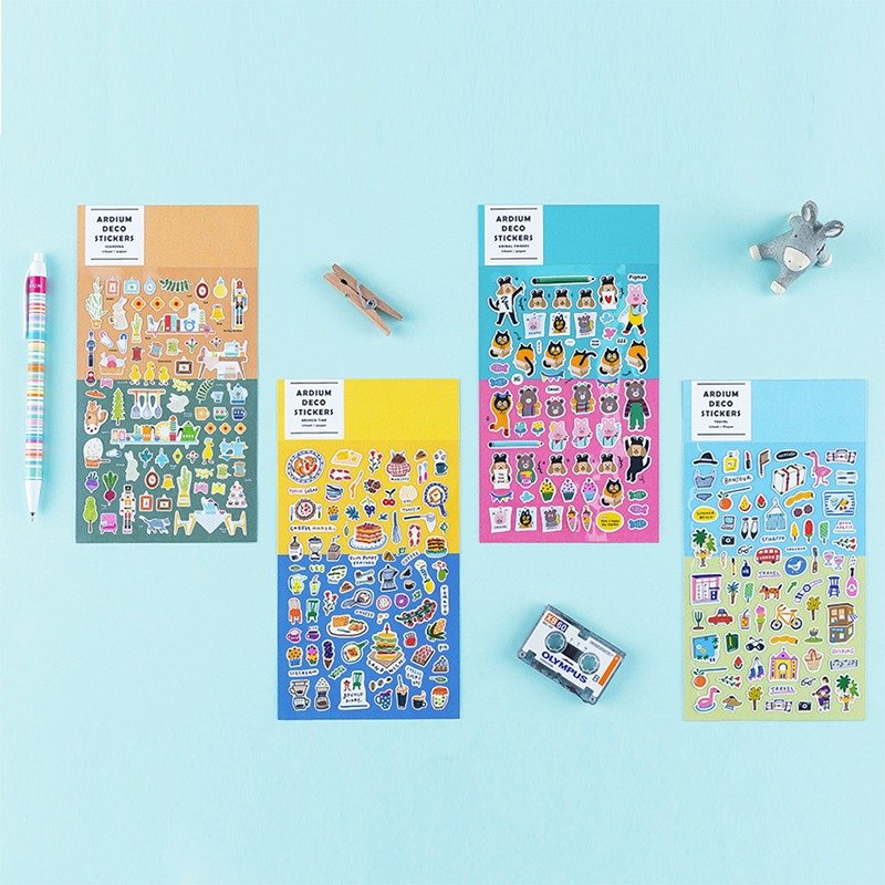 ARDIUM Deco Sticker Pocket Sticker - Animal Friends - สติกเกอร์ - กระดาษ สีน้ำเงิน