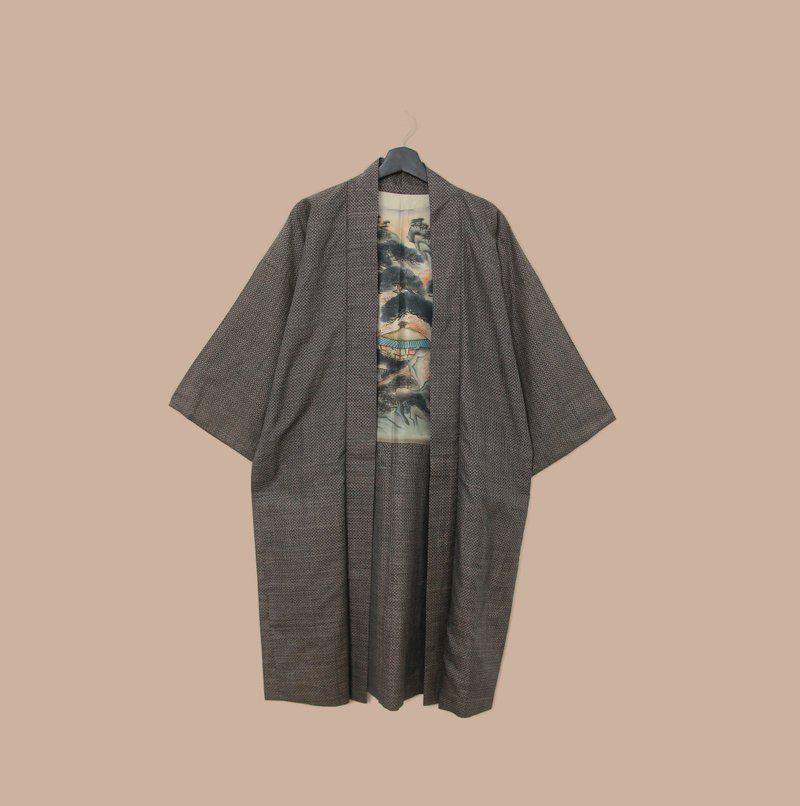 Back to Green-日本帶回羽織 環山之屋M-31/vintage kimono - 女大衣/外套 - 絲．絹 