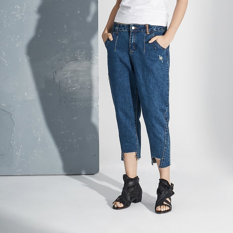 【In Stock】Jeans - กางเกงขายาว - ผ้าฝ้าย/ผ้าลินิน สีน้ำเงิน