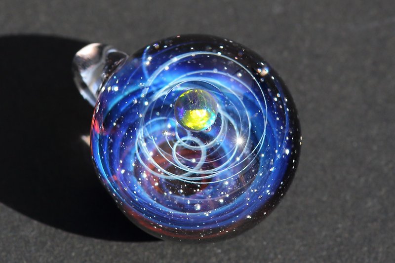 Spiral Galaxy Glass Pendant no. 848 - Chokers - Glass Blue