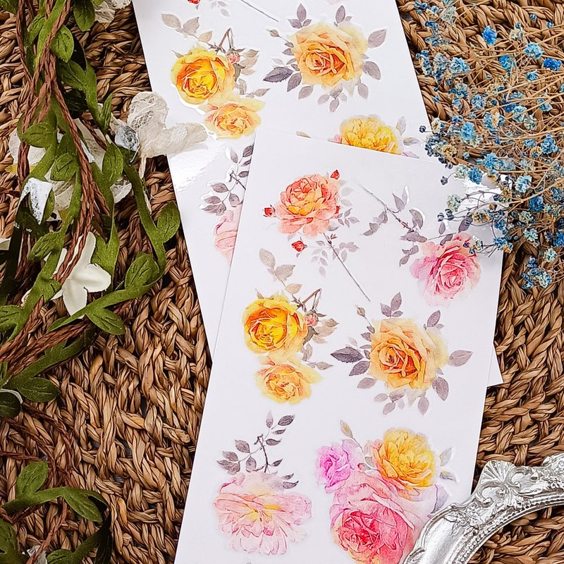 117 玫瑰A Rose A / 轉印貼紙Transfer Stickers - 貼紙 - 塑膠 多色