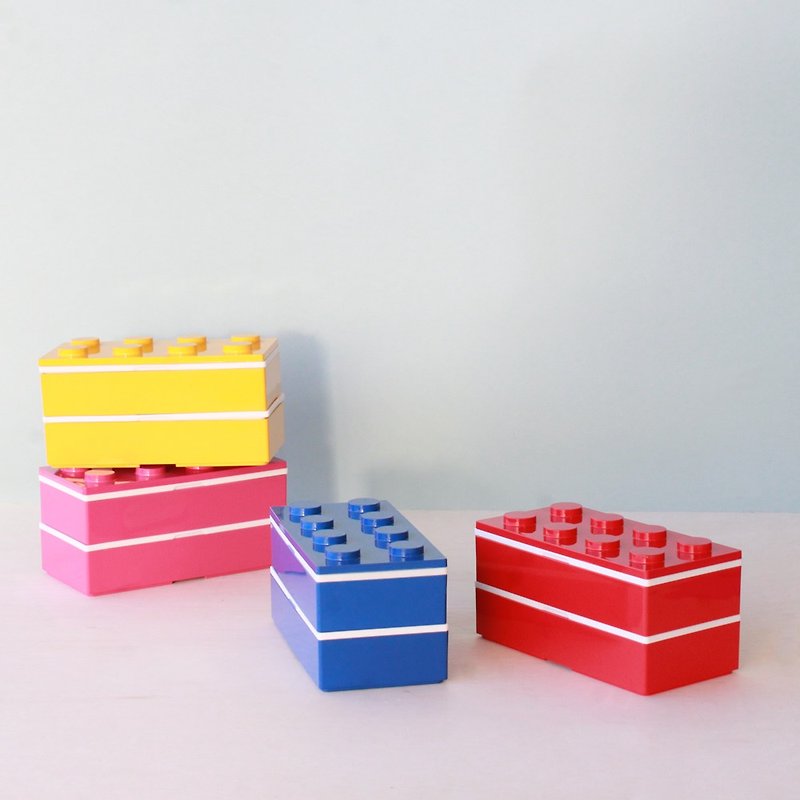 Block Lunchbox Box Container 2-Tier 480ml School Bento Bentobox Kids Gift Japan - 弁当箱・ランチボックス - プラスチック レッド