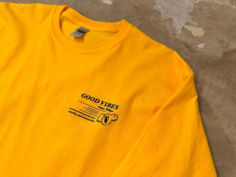 【M】Yellow / OME GOOD VIBES long sleeve - 帽子 - コットン・麻 イエロー