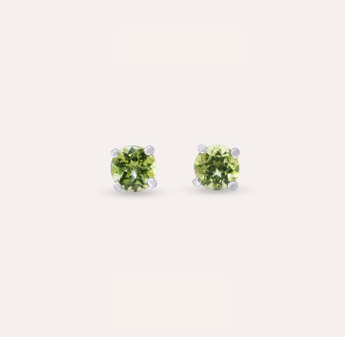安珠 AND JEWEL 每天配戴的天然寶石 安珠 橄欖石 綠色 圓形 5mm 耳環 經典系列 Round E 寶石銀飾 AND