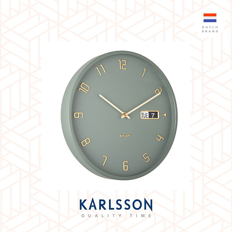 オランダ カールソン 掛け時計 データフリップ グリーン 緑 デジタル日付掛け時計 - 時計 - 金属 グリーン