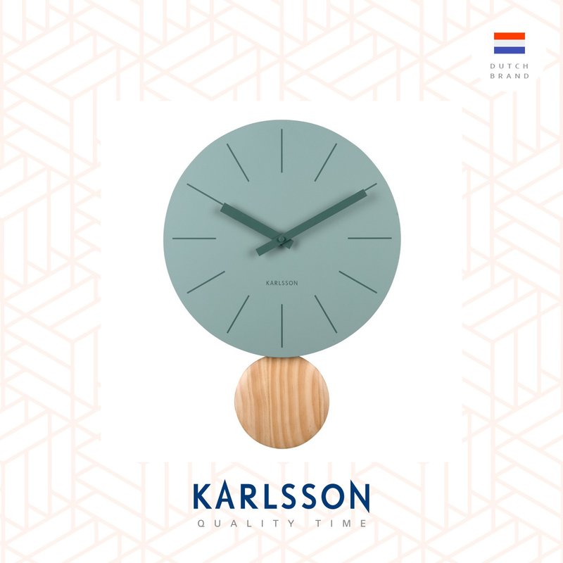 荷蘭Karlsson Wall clock L41cm Arlo 搖擺綠色金屬設計師掛鐘 - 時鐘/鬧鐘 - 其他金屬 綠色