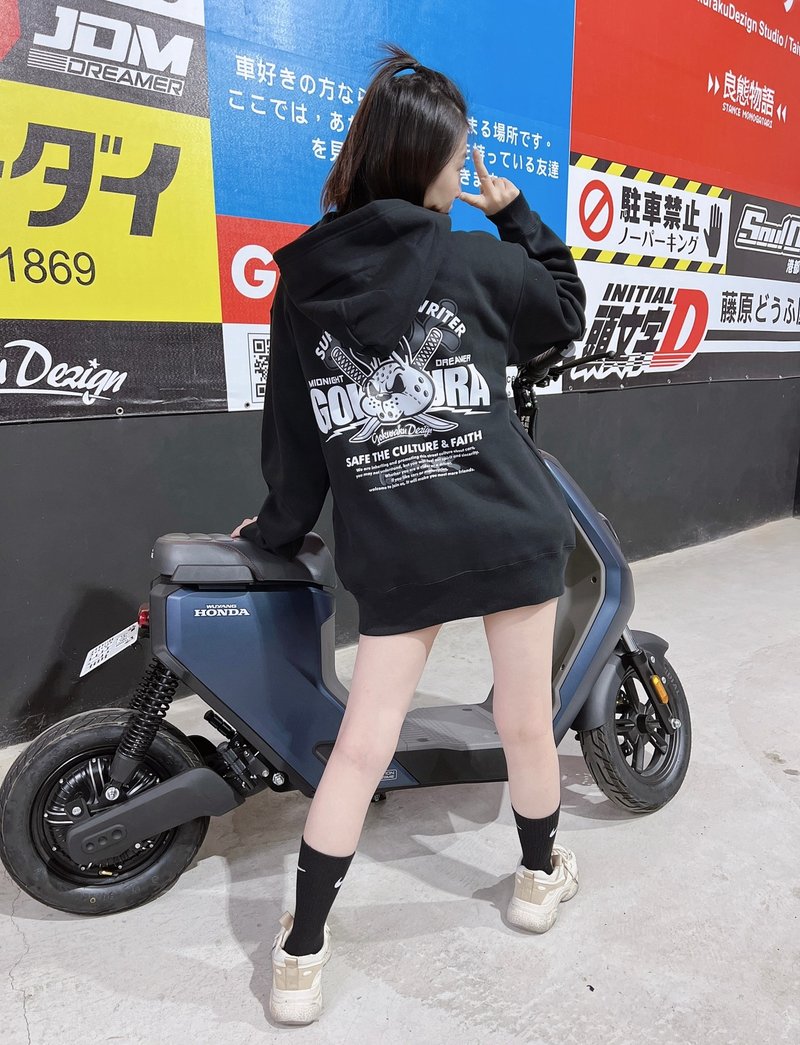 Extreme design ring-shaped evil rabbit thick pound brushed zipper jacket - เสื้อโค้ทผู้ชาย - ผ้าฝ้าย/ผ้าลินิน 