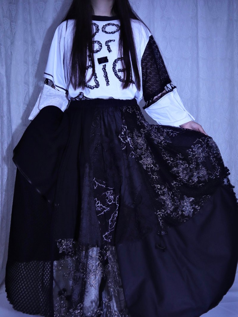 2way MIX 設計裙6011MBK MEIKEIIN handmade - 裙子/長裙 - 其他材質 黑色