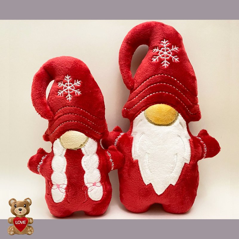 Personalised embroidery Plush Soft Toy Gnome Christmas - Stuffed Dolls & Figurines - Other Metals Red