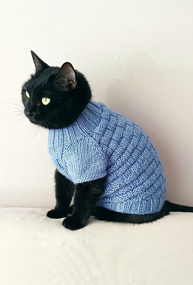 Hand knitted cat sweater Sphinx clothing Wool cat jumper Cat clothes sweater - 寵物衣服 - 羊毛 