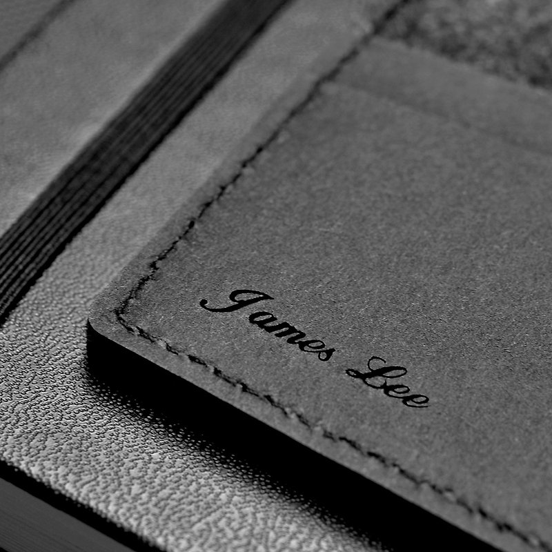 【Add-on Item】Custom Text Laser Engraving Service - Wallets - Other Materials Black
