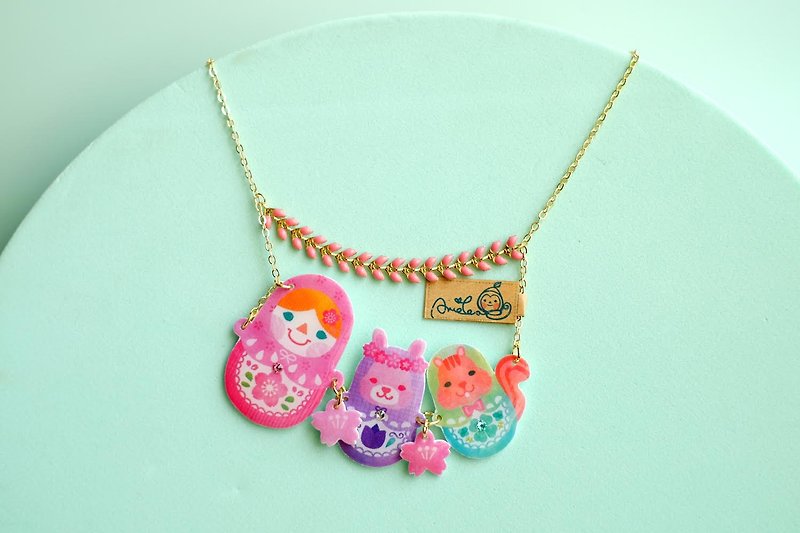 Russian Doll Necklace - Spring Cherry Blossom Collection - Necklaces - Plastic 
