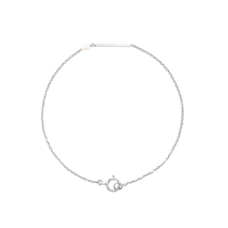【Customized Engraving】Promise Pearl Silver Bracelet - Bracelets - Sterling Silver Silver