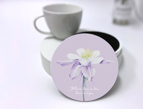 Ying Creative 瑩然創意工作室 時尚花語莫蘭迪插畫陶瓷杯墊—紫色之戀