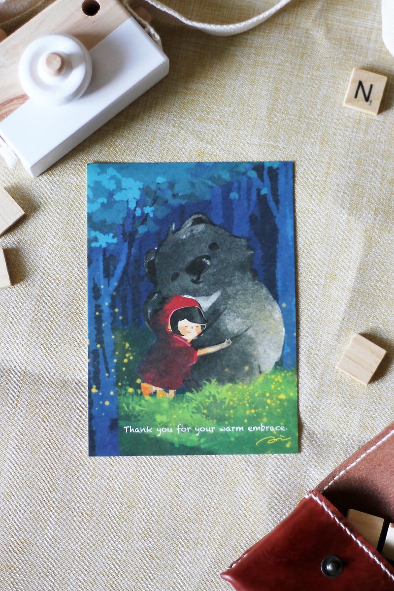 Good Morning AmAni_Taiwan Black Bear_Hug Postcard - Cards & Postcards - Paper Blue