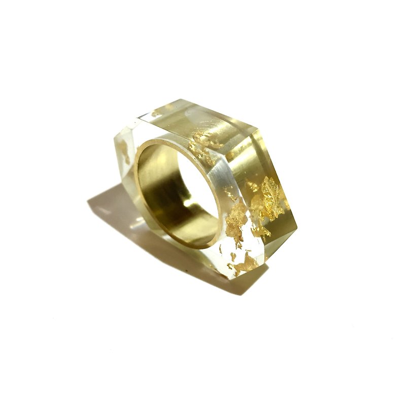 PRISMリング　ゴールド・クリア金箔 - 戒指 - 其他金屬 金色