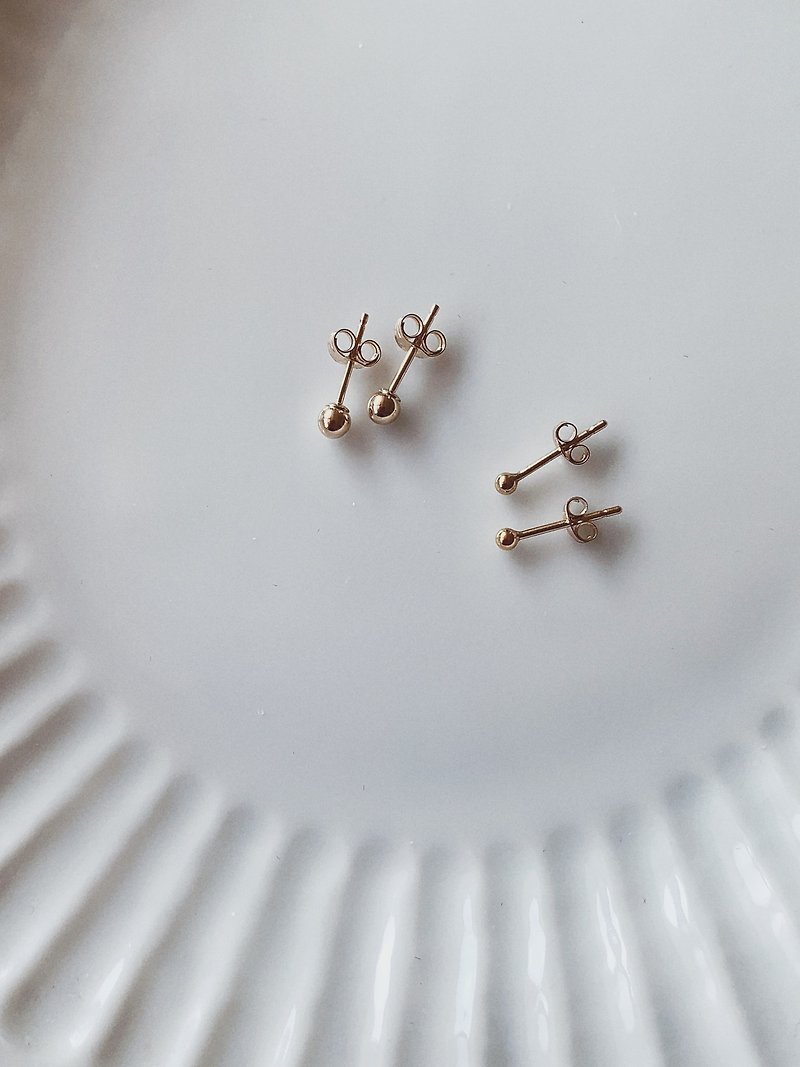 14kgf / Minimalist small ball ear acupuncture / daily ear care - Earrings & Clip-ons - Other Materials Silver